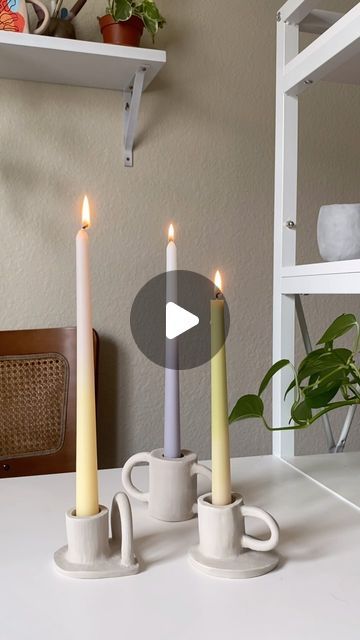 Crockd on Instagram: "how to make candle holders 🔥 such an easy slab diy for such an awesome end result 🥰  Our crockd kits are so much fun for the diy lover in your life, who are you grabbing one for 👀   #clay #pottery #athomepottery #diyclayinspo #howtoclay #diyclayideas #clayinspo #potteryinspo #handmadeceramics  #easyclaydiy #diygiftideas #giftideas #diylover #diygifts #crockd" Diy Taper Candle Holders, Clay Candle Holders Diy, Diy Candle Stick Holder, Make Candle Holders, How To Make Candle, Candle Holder Ideas, Make Candle, Clay Candle Holders, Clay Candle