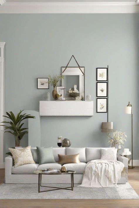 Silver Strand, wall paint, living room, top pick Silver Shores Paint Color, Paint Colors 2024 Living Room, Sw Serenely Paint Color, Sw Silver Strand, Silver Strand Paint, Navy Accent Walls, Living Room 2024, Best Wall Paint, Silver Strand