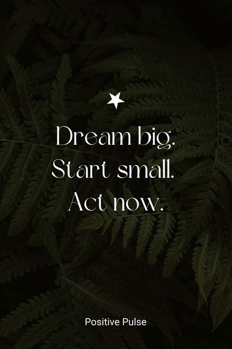 Need motivation to chase your dreams? This inspiring quote reminds you that big dreams start with small steps. 'Dream big. Start small. Act now.' Perfect for anyone looking to take action toward their goals. Start your journey today! #DreamBig #Motivation #Inspiration #SuccessMindset #TakeAction #positivepulse Start Today Quotes Motivation, Start Today Quotes, Chase Your Dreams Quotes, Today Quotes, Need Motivation, Small Steps, Dream Quotes, Big Dreams, Chase Your Dreams