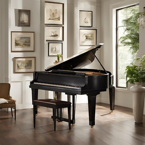 Music Room At Home, Modern Piano Room, Piano In Home, Piano Interior Design, Piano Room Design, Grand Piano Living Room, Piano Home, Grand Piano Room, Piano Room Decor