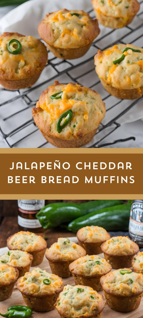 🍞 These Jalapeño Cheddar Beer Bread Muffins are a spicy twist on a classic favorite! Loaded with shredded cheddar cheese, diced jalapeños, and the unique flavor of beer, these muffins are perfect for brunch, picnics, or anytime snacking. Easy to make and bursting with flavor, they’ll be a hit with everyone!#myskinnyrecipes  #BeerBread #Muffins #SpicySnacks 🍺🧁 Jalapeno Cheddar Beer Bread, Jalapeño Cheddar Beer Bread, Flavored Bread Recipes Savory, Jalapeño Muffins, Beer Muffins, Jalapeno Muffins, Beer Bread Muffins, Jalapeno Cheddar Bread, Cheddar Beer Bread