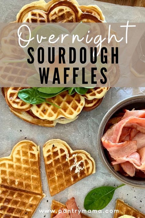 Overnight Sourdough Waffles Sourdough Waffles Overnight, Overnight Sourdough Waffles, Sourdough Waffle Recipe, Sourdough Waffles, Overnight Sourdough, Waffle Batter, Recipe Using Sourdough Starter, Discard Recipe, Overnight Recipes