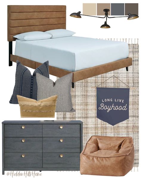 Queen Size Bed For Boys Room, Boys Queen Bed, Boy Queen Bed, Teen Boy Bedroom Decor, Masculine Bedroom Decor, Boys Bedroom Furniture, Masculine Bedroom, Queen Upholstered Bed