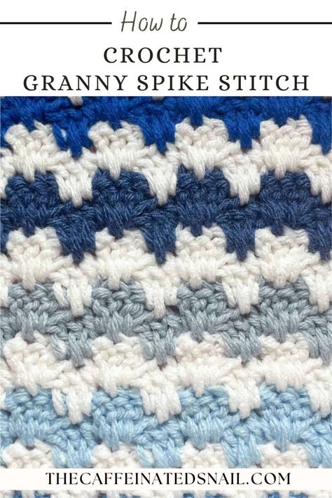 The Crochet Granny Spike Stitch is a variation of the granny cluster stitch, but without big holes! Perfect for blankets and cardigans. Drunken Granny Stitch Crochet, Granny Spike Stitch Blanket, Granny Stitch Blanket, Granny Spike Stitch, Crochet Spike Stitch, Spike Stitch, Cluster Stitch, Different Crochet Stitches, Granny Stitch