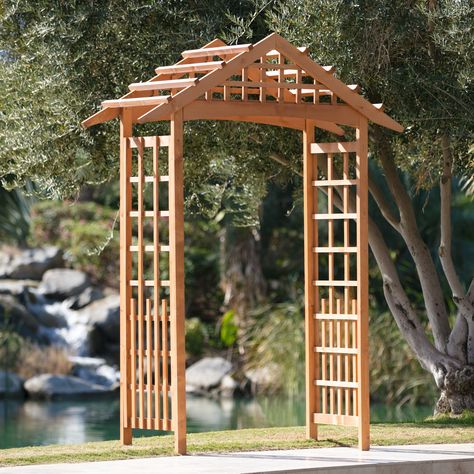 Coral Coast Leawood 8-ft. Wood Arch Arbor | from hayneedle.com A Frame Garden, Diy Garden Arch, Garden Arbour, Arch Arbor, Garden Archway, Wood Arbor, Wood Trellis, Wood Arch, Magic Tattoo