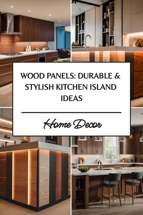 Wood panel kitchen island ideas with modern and stylish designs. Kitchen Island Paneling, Kitchen Island Trim Ideas, Kitchen Island Panels, Kitchen Island Trim, Kitchen Flooring Trends, Panelling Ideas, Kitchen Tile Inspiration, Ensuite Bathroom Designs, Industrial Chic Kitchen