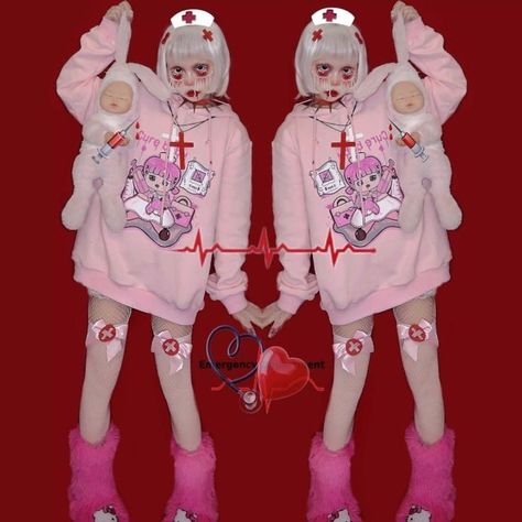 Yami Kawaii Outfit, Yami Kawaii Fashion, Menhera Fashion, Hoodies Pink, Kawaii Hoodies, Kei Fashion, Hoodies Pullover, Harajuku Outfits, Yami Kawaii