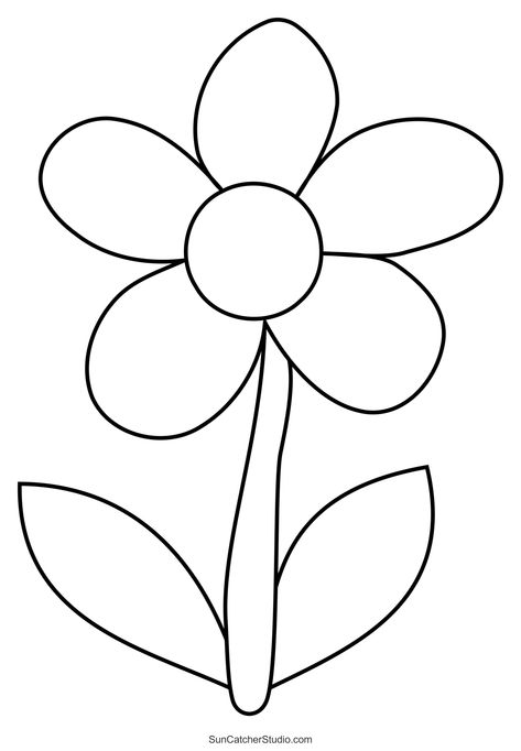 Flowers Template Printable Free, Kid Drawing Base, Simple Flower Drawing Easy, Flower Simple Drawing, Flower Template Printable, Flower Templates Printable Free, Bee Template, Outline Flower, Preschool Letter Crafts