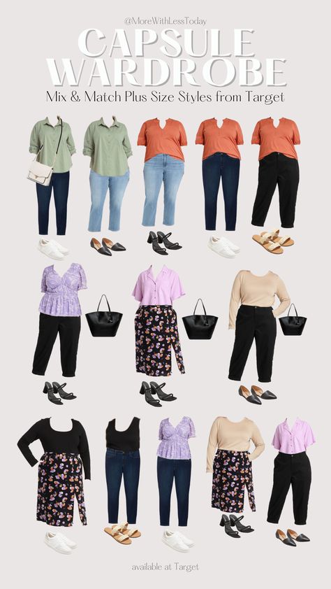 With just a few inexpensive and fashionable separates, you can create a capsule wardrobe from Target Plus Size styles. Get dressed fashionably and fast! AD #Targetfashion #PlusSizeFashion #capsulewardrobe #capsulewardrobePlusSize Plus Size Wardrobe Basics, Plus Size Essentials, Capsule Plus Size Wardrobe, Xxl Style Plus Size, Target Plus Size Outfits Summer, Capsule Wardrobe 2023 Plus, Curvy Capsule Wardrobe Plus Size, Plus Size Office Capsule Wardrobe, Spring Summer Capsule Wardrobe 2023 Plus Size