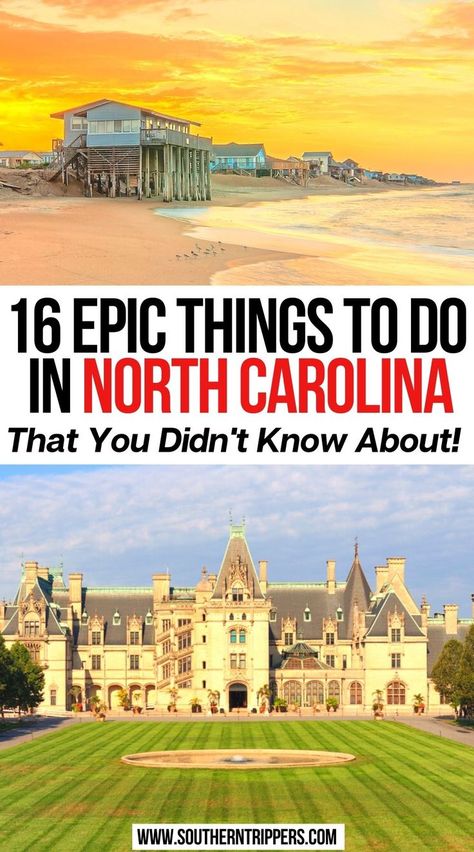 16 Epic Things to do in North Carolina That You Didn't Know About Random Encounters, North Carolina Beaches, Road Trip Places, North Carolina Travel, Travel Bucket List Usa, Us Road Trip, Usa Travel Guide, Vacation Usa, Travel Things