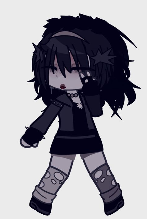 Gacha 80s Outfits, Gacha Life Goth Outfits, Goth Outfits Gacha Club, Goth Gacha Club Oc, Gacha Hair Black, Gothic Gacha Club Outfits, Gacha Club Black Hair, Gacha Goth Outfits, Goth Gacha Oc