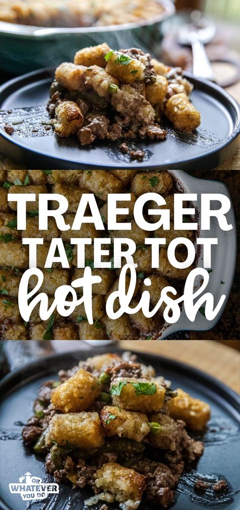 Traeger Tater Tot Casserole Prime Rib Recipe Easy, Leftover Prime Rib Recipes, Tater Tot Hotdish, Traeger Grill Recipes, Ground Beef Casserole Recipes, Rib Meat, Easy Pasta Salad Recipe, Pellet Grill Recipes, Traeger Recipes