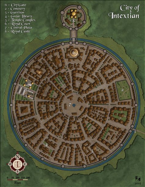 City of Intextian by https://www.deviantart.com/sapiento on @DeviantArt Elven City, Fantasy City Map, Village Map, Dnd World Map, Advanced Dungeons And Dragons, Imaginary Maps, Fantasy World Map, Tabletop Rpg Maps, Town Map