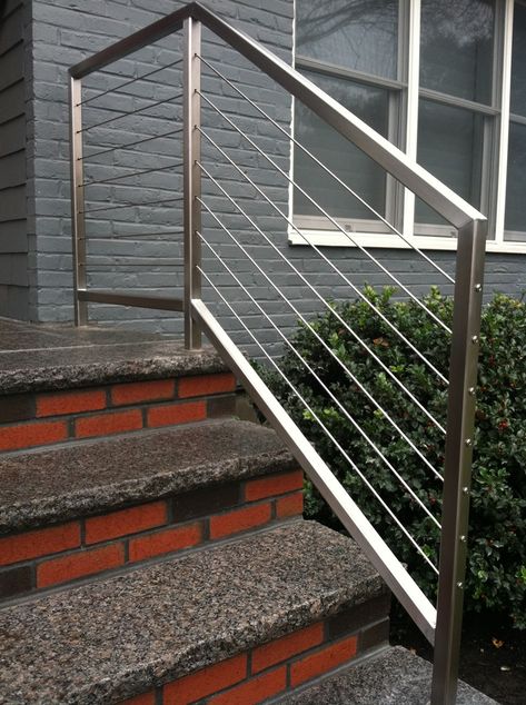 Aluminum Porch Railing, Cable Stair Railing, Exterior Stair Railing, Stainless Steel Stair Railing, Exterior Handrail, Steel Stair Railing, Metal Stair Railing, Outdoor Handrail, Steel Railing Design