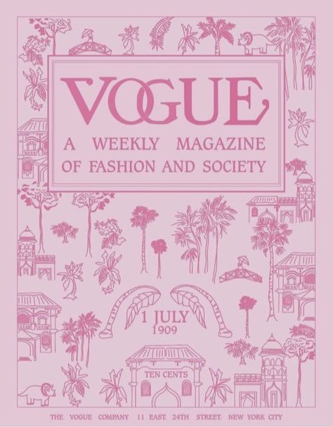 Vogue Magazine Cover, Magazine Cover Art, Pink Book, Downloadable Prints, Vogue Magazine, Pink Art, Vintage Vogue, Ideas Aesthetic, Art Fashion