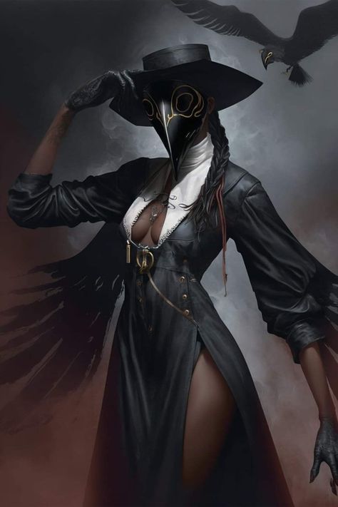 Lady Plague Doctor, Victorian Doctor Character Art, Plague Nurse Art, Plague Doctor Woman, Female Plague Doctor Art, Female Plague Doctor, Plague Doctor Art, Black Plague Doctor, Shadar Kai