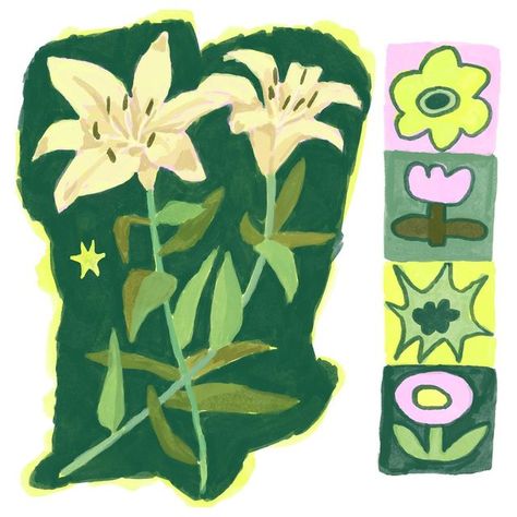 Lilies Drawing, Pottery Painting Designs, Art Prompts, Illustrators On Instagram, Sketchbook Inspiration, Flower Illustration, Floral Illustrations, A Drawing, Graphic Poster