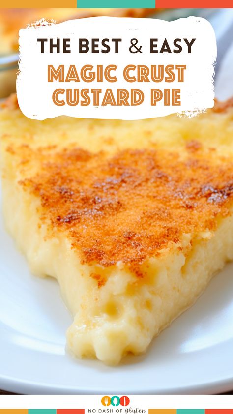 Delight in the Magic Crust Custard Pie, where simplicity meets elegance. A fuss-free recipe creating a self-forming crust and creamy custard. Ideal for gatherings or a cozy treat. Save and share this magical dessert with your loved ones! Custard Pie Recipe Easy, Best Custard Pie Recipe, Custard Recipe Easy, Egg Custard Recipes, Coconut Pie Recipe, Arepas Recipe, Custard Pie Recipe, Custard Tarts, Favorite Pie Recipes