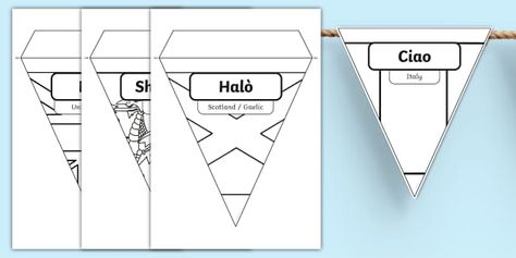 Celebrate the European Day of Languages with your First and Second Level learners, using this lovely creative resource that was created by teachers working within the Curriculum for Excellence. This great European Day of Languages Colouring Activity will introduce the wee ones to simple words in different languages. The printable pack features display buntings that come with the words and the flags of a given country. And that's not all; colouring also improves children's fine motor and concen World Hello Day Activities, Hello In Different Languages Printable, Say Hello In Different Languages, International Language Day, Easter Crossword, Hello In Different Languages, European Day Of Languages, Words In Different Languages, Flag Of Europe