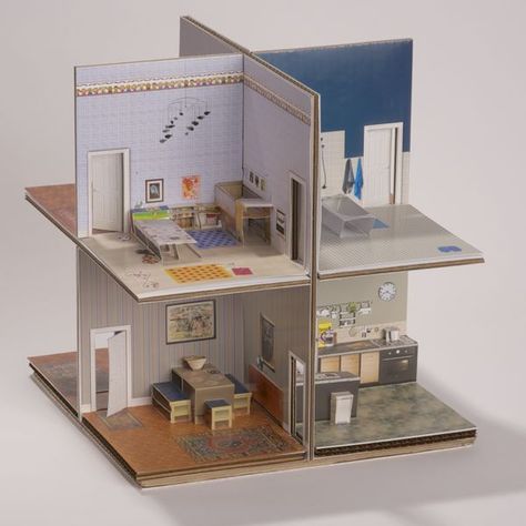 Cardboard Dollhouse, Paper Doll House, Mini Doll House, Paper House, Cardboard House, Rubik's Cube, Up House, Dollhouse Kitchen, Pop Up Book