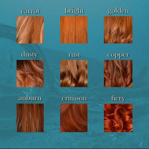 Eye Color Chart, Writing Fantasy, Hair Color Chart, Different Hair, Writing Inspiration Prompts, Book Writing Inspiration, Book Writing Tips, Hair Reference, Ginger Hair