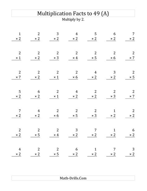 The Multiplication Facts to 49 No Zeros with Target Fact 2 (All) math worksheet from the Multiplication Worksheet page at Math-Drills.com. Multiplication Quiz, Multiplication Drills, Free Printable Multiplication Worksheets, Summer Education, Printable Multiplication Worksheets, Multiplication Facts Worksheets, Math Multiplication Worksheets, Multiplication Worksheet, Math Fact Worksheets