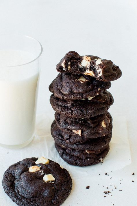 Cookies With White Chocolate, Chewy Chocolate Cookies, White Chocolate Chip, Dark Chocolate Cookies, White Chocolate Chip Cookies, Perfect Cookie, Triple Chocolate, Tea Cakes, Dark Chocolate Chips