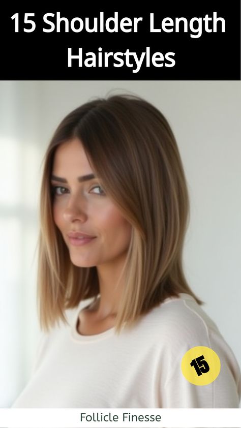 Shoulder Length Hairstyles,Woman with sleek and straight hairstyle, side view Straight Hair No Layers, Shoulder Length Hair Fine, Hair No Layers, Shoulder Length Fine Hair, Easy Shoulder Length Hairstyles, Mid Length Hair Styles, Mid Length Straight Hair, Hair Styles Straight, Grey Bob Hairstyles