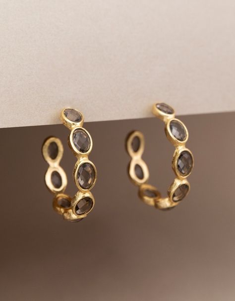 Lago Smoky Topaz Hoop Earrings Smoky Topaz, Winter 2024, Topaz, Hoop Earrings