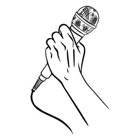 Microphone Graphic Design, Holding Microphone Reference Drawing, Hand Holding Microphone Drawing, Microphone Doodle, Holding Microphone Reference, Microphone Wallpaper, Microphone Reference, Mic Drawing, Hand Holding Microphone