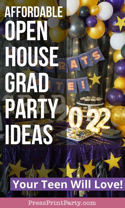 Graduation Party Decoration Ideas, Graduation Party Activities, Graduation Open House Invitations, Graduation Party Food Ideas, Graduation Party Food, Open House Parties, Backyard Graduation Party, Graduation Dinner, Outdoor Graduation Parties