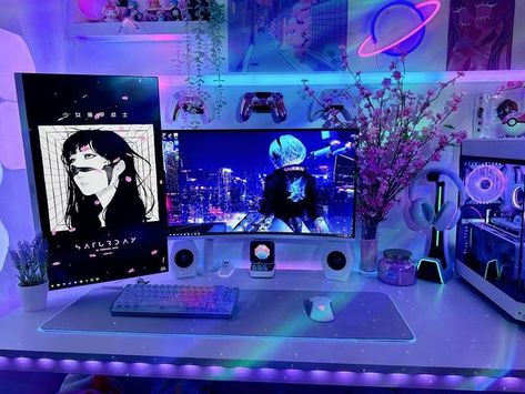 kai (◠‿◠✿) on Instagram: "~new (kinda) setup, who dis? ✨ I did it. I changed my setup once again lmfao. I mainly wanted to because of my pc being in a corner and it was kinda suffocating airflow a bit. I’ve noticed an improvement with it being on the end of my desk now. I also vinyl wrapped my main monitor and I love it! Didn’t think it would come out as good as it did! And I went back to a vertical mounted monitor. I didn’t really care for it before because I was using my old 24inch that I had Two Monitor Setup, Vertical Monitor Setup, Monitor Layout, Triple Monitor Setup, Egirl Room, Vertical Monitor, Mounted Monitor, Dual Setup, Luxury Future