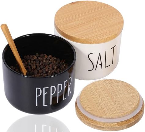 Cute Farmhouse Salt And Pepper Bowls: Modern style and country look design, VICUKIE salt seller and pepper seller may add a vintage touch to your kitchen countertop, stovetop or table. It's not only practical but also cute farmhouse kitchen decor. Large Capacity: VICUKIE farmhouse salt and pepper containers can hold up to 10 oz, the normal is 9 oz. Which is bigger than most of market ones. You could use it frequently and less frequent refillings. Farmhouse Kitchen Decor Countertop, Cute Farmhouse Kitchen, Salt And Pepper Bowls, Kitchen Decor Countertop, Salt Container, Cute Farmhouse, Modern Farmhouse Kitchen Decor, Stacking Bowls, Pinch Bowls