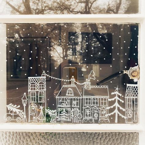 doodling 🌨❄️✨ Winter Window Display, Christmas Window Painting, Christmas Window Stickers, Christmas Window Display, Winter Window, Christmas Window Decorations, Horse Ornaments, Christmas Window, Window Art