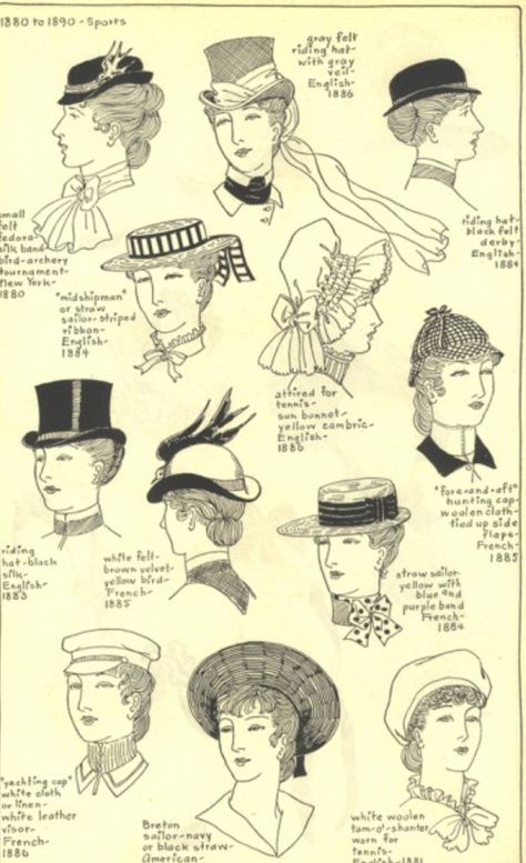 Victorian era hats Idda Van Munster, Historical Hats, Victorian Hats, 19th Century Fashion, History Fashion, Victorian Clothing, Vintage Bird, Retro Mode, Victorian Women