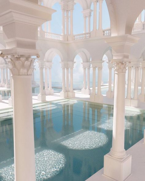 Dreamscape Architecture, Seni Dan Kraf, Liminal Space, Indoor Swimming, Fantasy Places, Decor Minimalist, Beautiful Architecture, Infinity Pool, Pretty Places