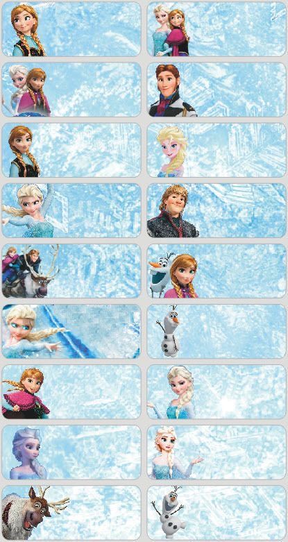 Frozen Classroom, School Labels Printables, Γενέθλια Mickey Mouse, School Stickers Labels, Frozen Tags, Frozen Printables, Name Tag For School, Frozen Bday Party, Projek Menjahit