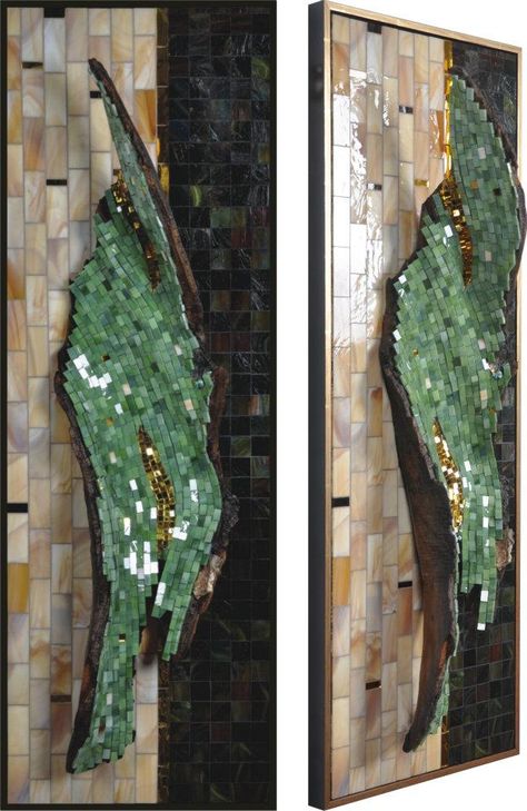 Mosaic On Wood, Glass Wall Sculpture, Mosaic Sculpture, Driftwood Ideas, Abstract Mosaic, Mosaic Madness, Modern Mosaics, Glass Mosaic Art, Mosaic Flowers