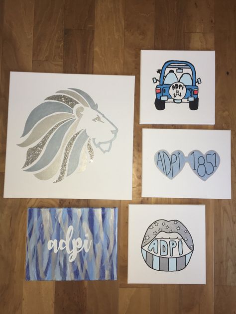 Sorority Canvas Adpi, Alpha Delta Pi Canvas Painting, Adpi Painting Canvases, Blue Sorority Canvas, Adpi Paintings, Adpi Canvases, Alpha Delta Pi Canvas, Big Little Paintings, Greek Letters Painted