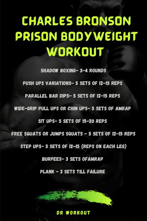 Charles Bronson's Workout Routine Charles Bronson Workout, Prison Workout Routine, Prison Workout Men, Prison Workout, 52 Blocks, Starter Workout, Calisthenics Workout Routine, Boxing Workout Routine, Training Challenge