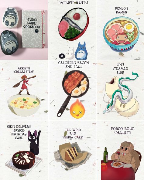 Food From Ghibli Movies, Studio Glibly Food, Studio Ghibli Food In Real Life, Studio Ghibli Themed Desserts, Studio Ghibli Drink Recipes, Studio Ghibli Cookbook, Studio Ghibli Themed Snacks, Studio Ghibli Drink, Studio Ghibli Treats