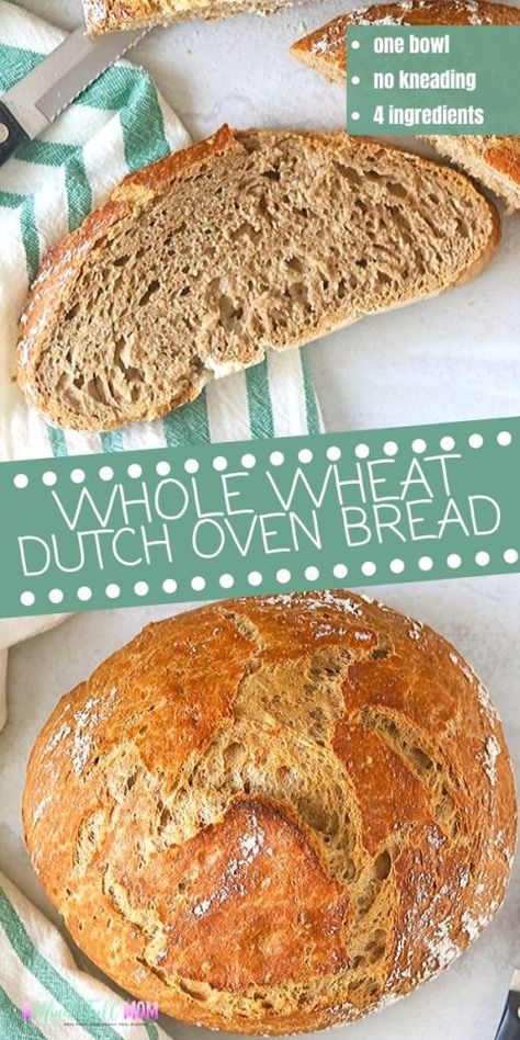 Whole Wheat Dutch Oven Bread, Wheat Dutch Oven Bread, Wheat Flour Recipes, Oven Bread, Wheat Bread Recipe, Dutch Oven Bread, Wheat Recipes, Artisan Bread Recipes, Knead Bread