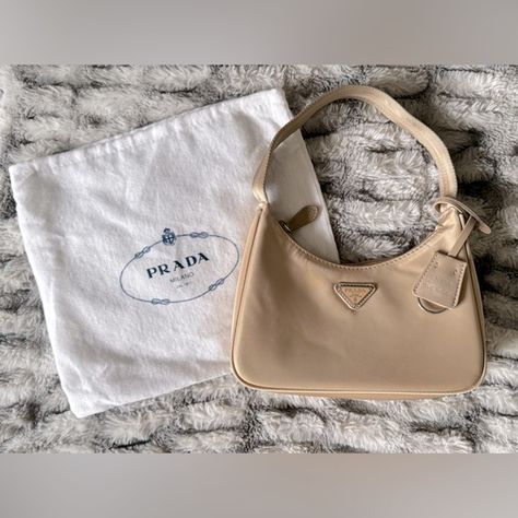 Prada Tessuto Nylon Mini Re-Edition 2000 Bag in Desert Beige Prada Re Edition 2000, Prada Re Edition, Let It Go, Prada Handbags, Beautiful Bags, Mini Bag, A Year, Prada, Buy And Sell