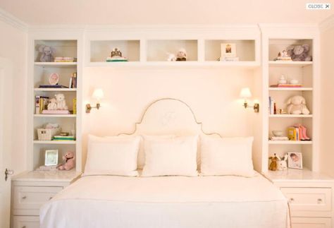 Built in's with sconces.  Love the extra storage for a child's room!  Ever want to move the bed and it makes for a perfect spot for a desk. Hemnes Day Bed, Built In Daybed, Design Blogs, Big Girl Rooms, Upholstered Headboard, My New Room, Built Ins, Daybed, Guest Bedroom