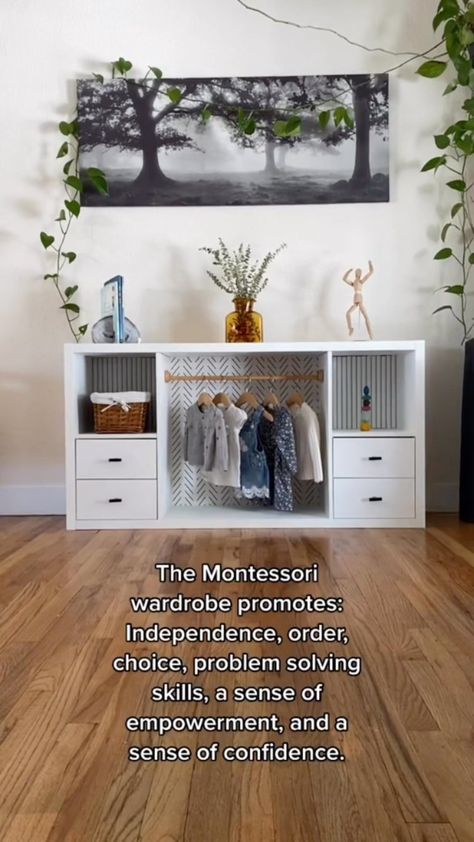 IKEA Hacks & Ideas | Home Inspiration | Houseware & more | Transform your #ikea #kallax into a #montessori #toddlerswardrobe 💡 . . . Great idea 💡 from @alittlebitofessence - follow her for more… | Instagram Ikea Toddler Room, Ikea Montessori, Montessori Toddler Rooms, Ikea Hacks Ideas, Ikea Hack Kids, Nursery Hacks, Toddler Hacks, Baby Room Organization, Toddler Playroom