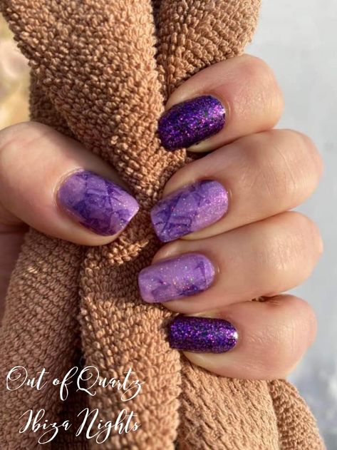 Color Street Purple Mixed Mani, Anytime Nails, Color Street Purple, Jazzy Nails, Colorstreet Combos, Nail Combos, Nail Polish Painting, Nail Color Combos, Mixed Mani