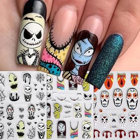 #halloween #nails #horrornails Sugar Skull Nails, Stained Nails, Acrylic Nail Supplies, Bat Nails, Skull Ghost, Skull Nails, French Manicure Nails, Nail Stickers Decals, Nail Art Stickers Decals