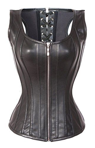 BSLINGERIE Womens Faux Leather Zipper Front Bustier Corset S Black Steel -- You can get additional details at the image link. Note: It's an affiliate link to Amazon. Zipper Corset, Black Leather Outfit, Mode Editorials, Black Leather Biker Jacket, Jane Clothing, Steel Boned Corsets, Waist Trainers, Corset Fashion, Boned Corsets