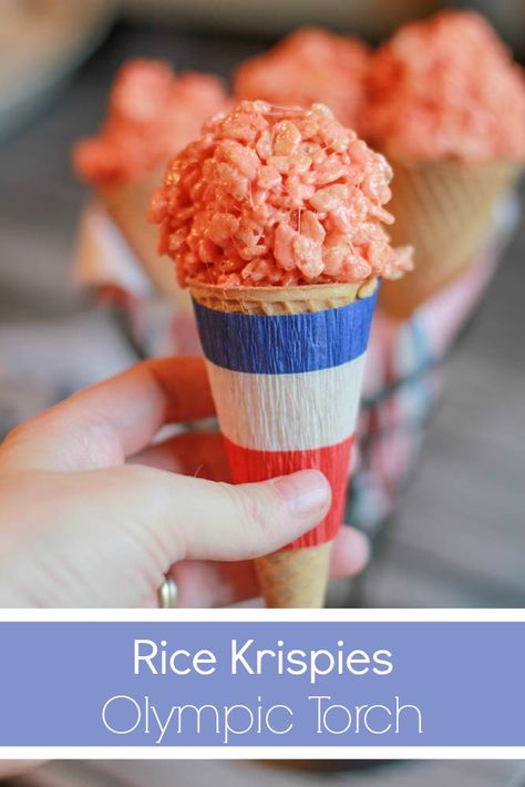 Make a fun Olympic Torch using Kellogg's Rice Krispies. Perfect for a winter-inspired Olympics party. Olympic Desserts, Olympic Snacks, Olympic Food, Cooking Red Lentils, Cooking Torch, Olympic Idea, Olympic Party, Olympic Torch, Easy Toddler Activities