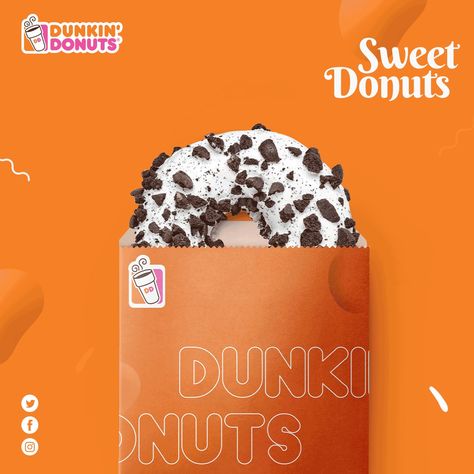 Dunkin Donuts Photography, Donuts Creative Ads, Donuts Graphic Design, Dunkin Donuts Ads, Donut Social Media Post, Social Media Animated Post, Donut Graphic Design, Dessert Social Media Design, Food Ads Social Media